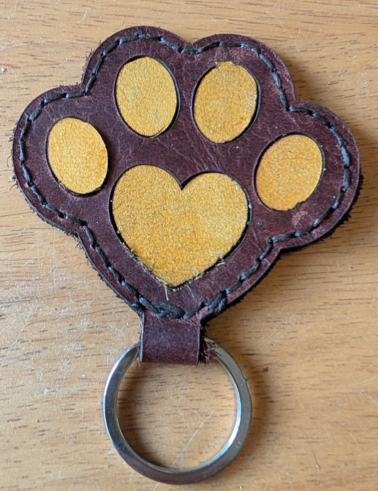 Hand Stitched Dog Paw Key Ring