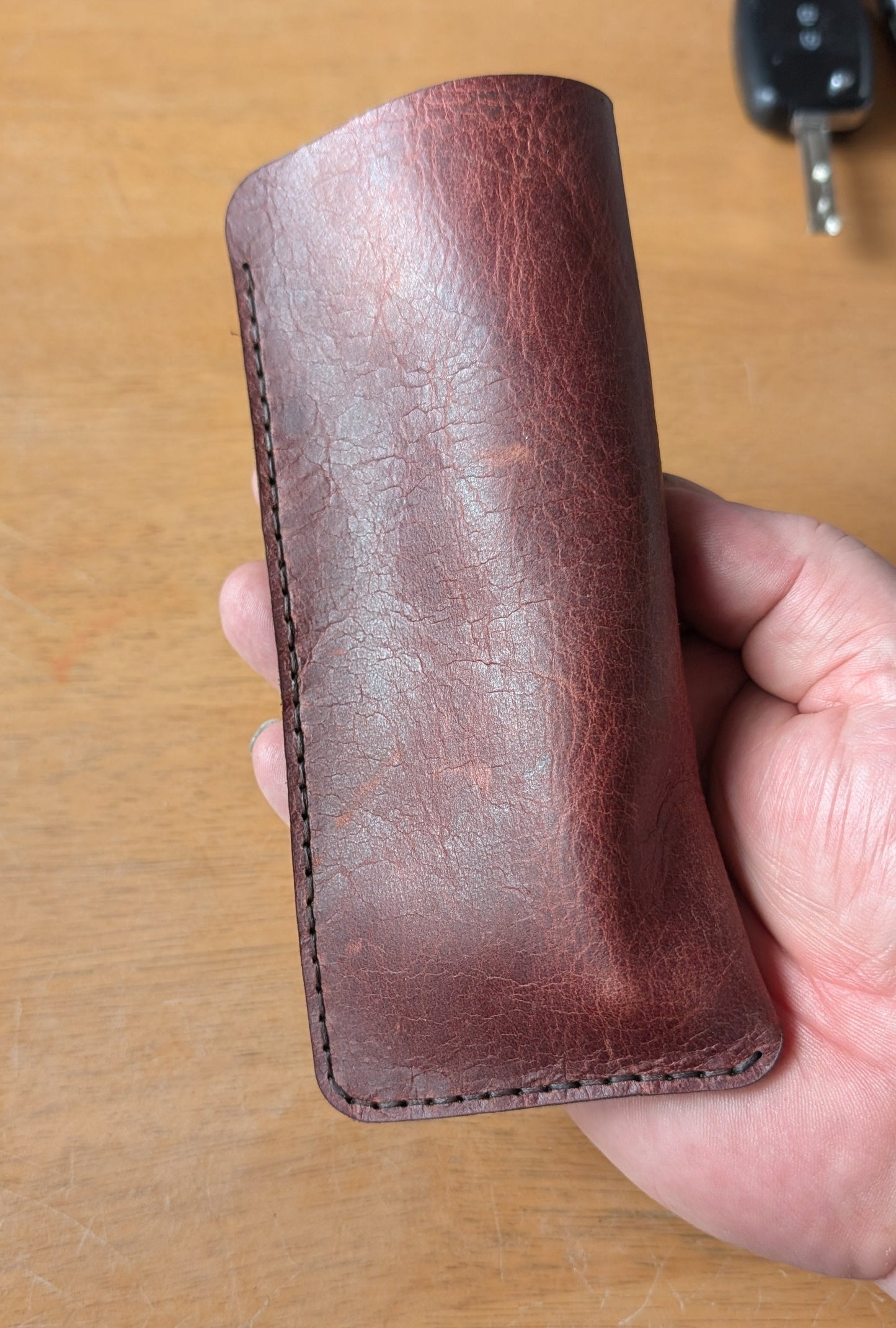 Glasses Sleeve in Red Pull Up Leather