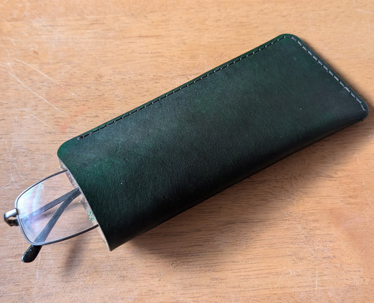 Glasses Sleeve in Green Leather
