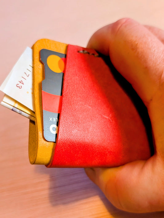 Handmade leather 3 pocket card wrap