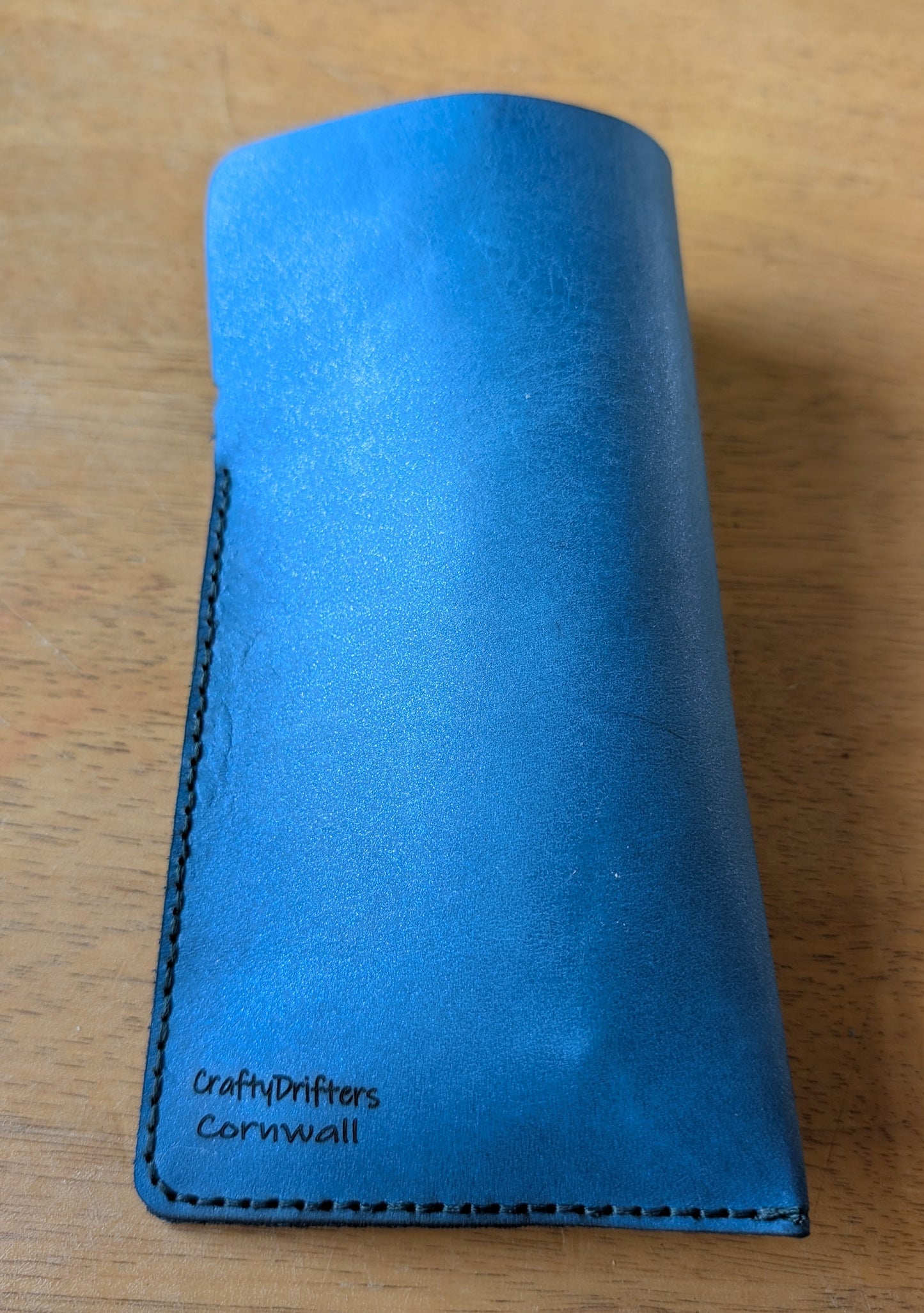 Glasses Sleeve in Metallic Blue Leather
