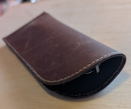 Handmade Leather lined glasses case  ( Brown )