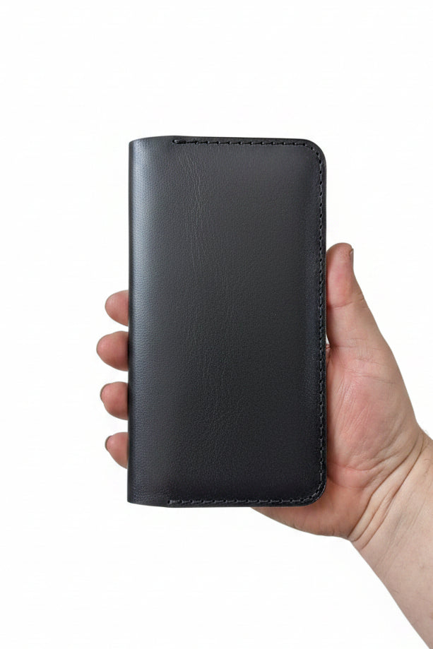 Fowey long wallet full-grain leather hand-stitched with 16 card slots and lifetime warranty