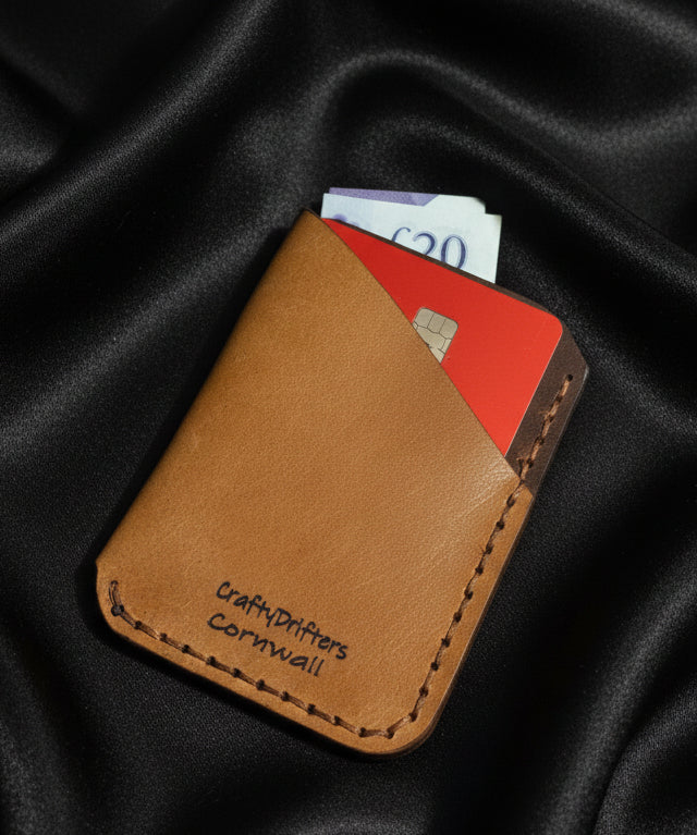 Minimalist Card Holder Cognac and Brown Maya Leather (ONE ONLY)
