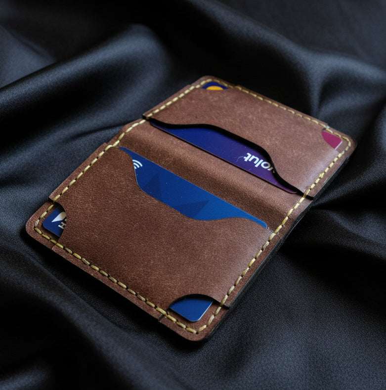 Slimline Four Pocket Italian Leather Bi - Fold - CraftyDrifters Cornwall