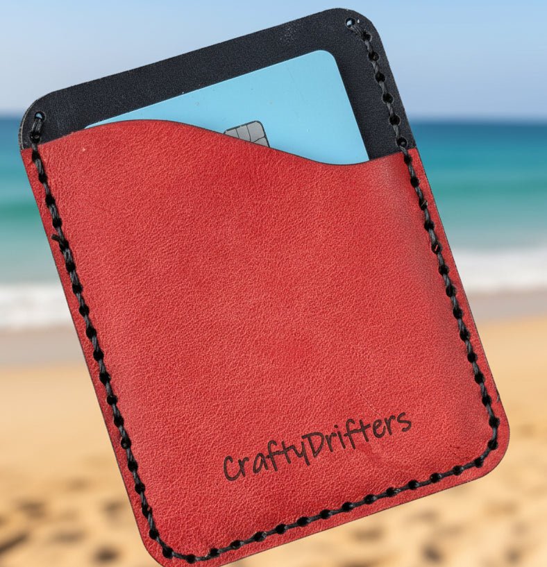 Small Leather card wallet with three pockets - CraftyDrifters Cornwall