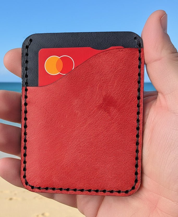 Small Leather card wallet with three pockets - CraftyDrifters Cornwall