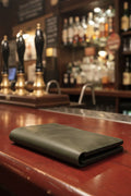 Tobacco Pouch Premium wax leather. Black and Green - CraftyDrifters Cornwall